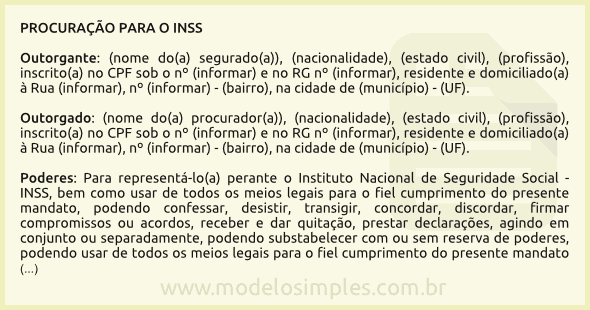 Modelo de Procuração para o INSS