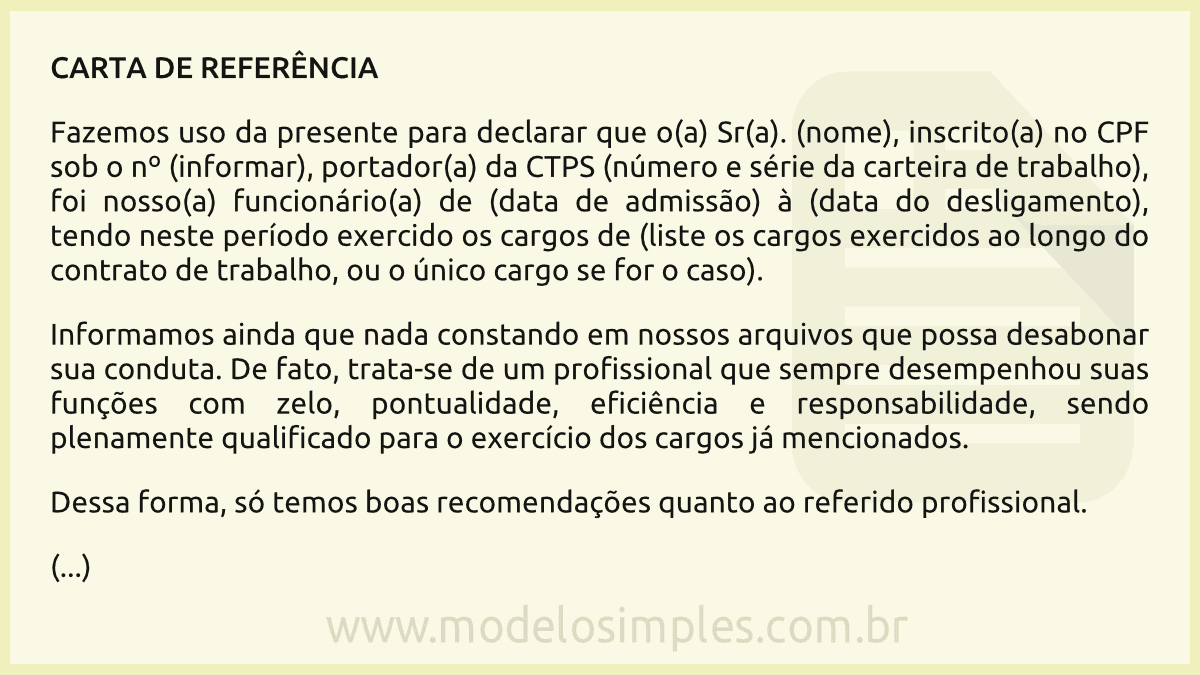 Total 92 Imagem Carta De Recomendação Profissional Modelo Br