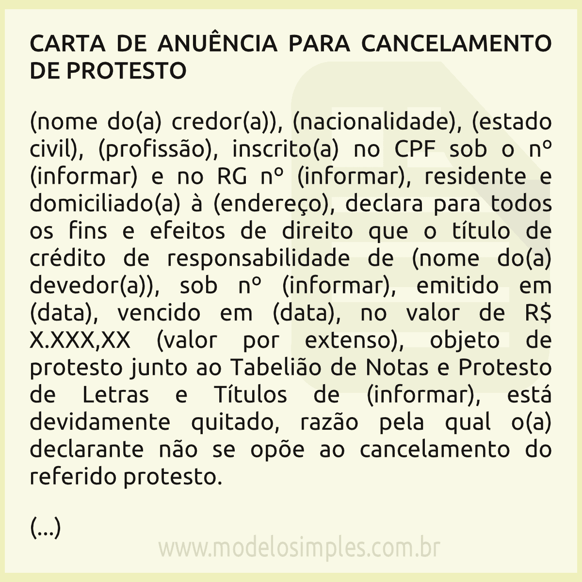 Modelo de carta de anu ncia cancelamento de protesto arquitetonica