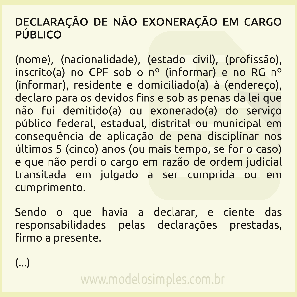 Declara o de n o ac mulo de cargos p blicos integridade e efici ncia