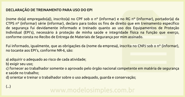 Modelo de Advertência ao Empregado pela Não Utilização do EPI