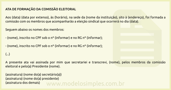 Modelo de Ata de Formação da Comissão Eleitoral