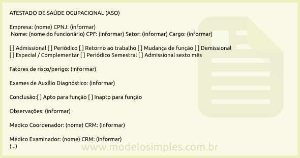 Modelo de Atestado de Saúde Ocupacional