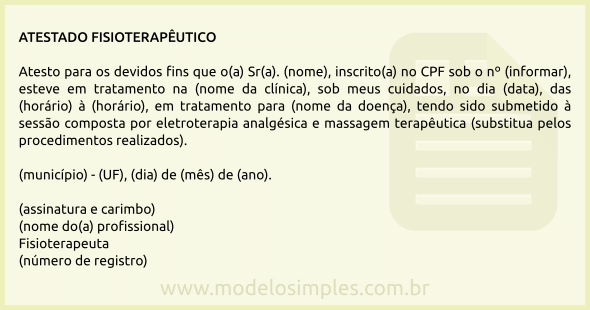 Modelo de Atestado Fisioterapêutico