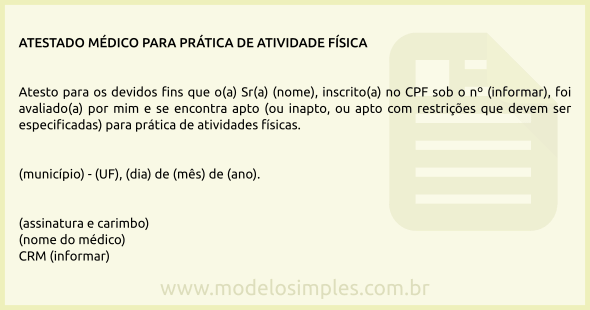 Modelo de Atestado Médico para Prática de Atividade Física