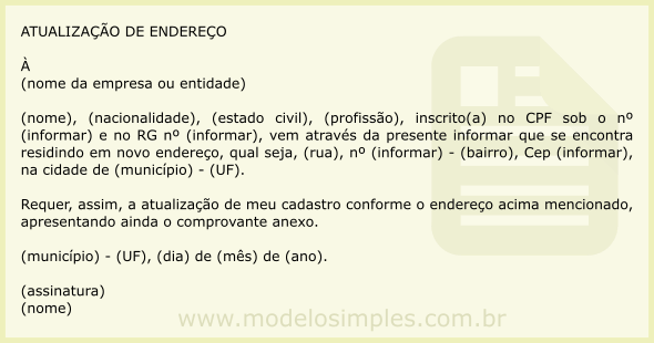 Modelo de Atualização de Endereço