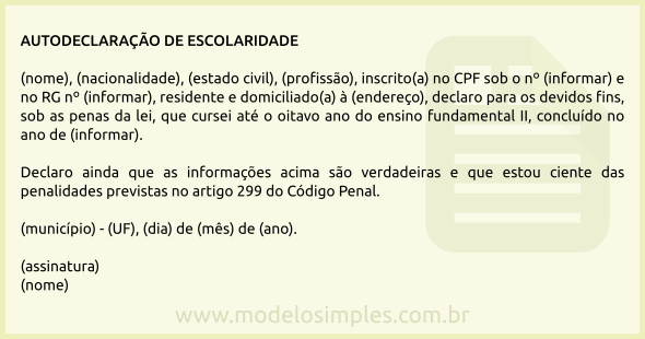 Modelo de Autodeclaração de Escolaridade