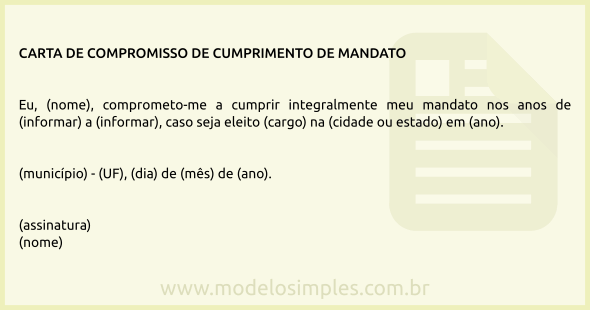 Modelo de Carta de Compromisso de Cumprimento de Mandato