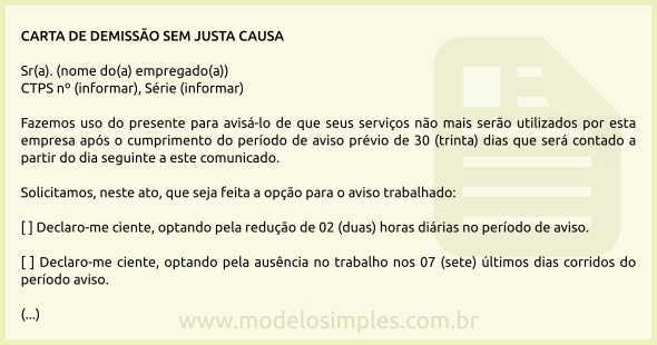 Modelo De Carta De Demissão