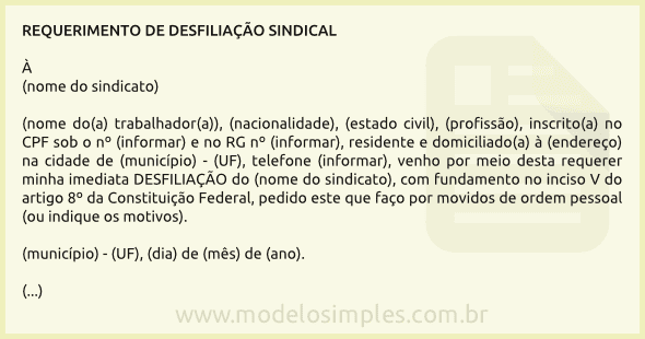 Modelo de Carta de Desfiliação Sindical