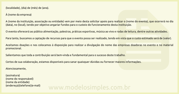 Exemplo De Carta De Pedido De Apoio Novo Exemplo