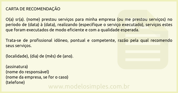 Carta De Recomendação Funcionario Word