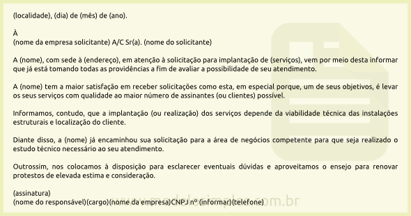 Modelo de Carta Resposta à Solicitação de Prestação de Serviços