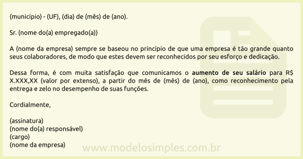 Modelo de Comunicado de Aumento de Salário