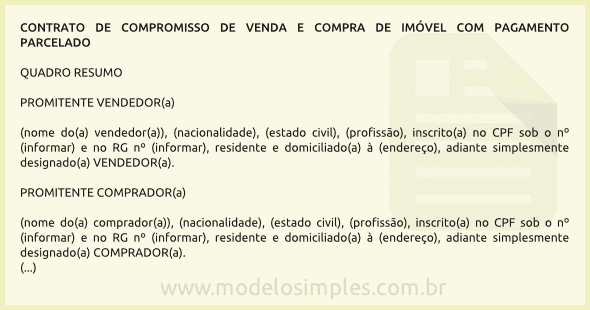 Modelo de Contrato de Compra e Venda de Imóvel com 