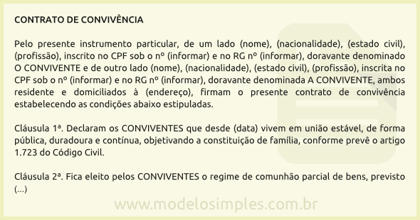 Modelo de Contrato de Convivência