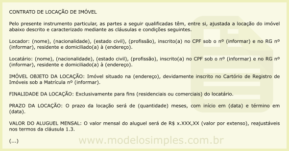 Modelo de Contrato de Locação de Imóvel com Fiança Bancária