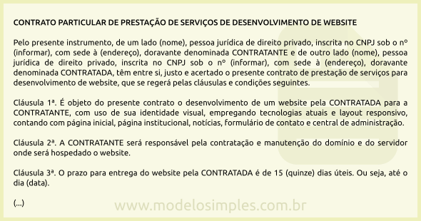 Modelo de Contrato de Prestação de Serviço para Criação de Site