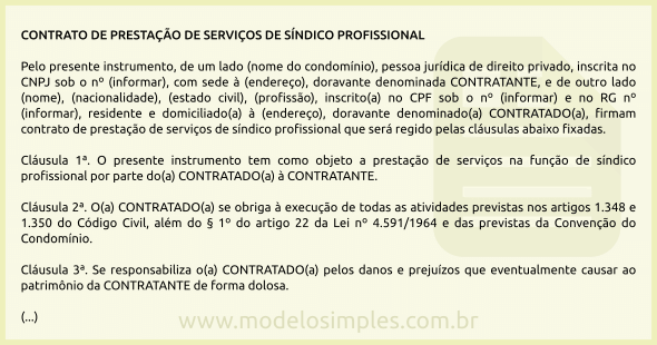 Modelo de Contrato de Prestação de Serviços de Síndico Profissional