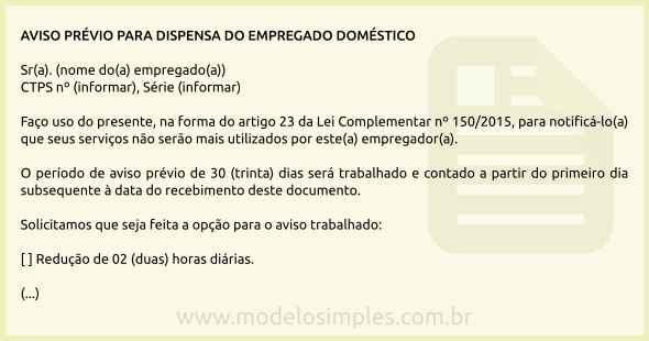 Modelo de Contrato de Trabalho Doméstico