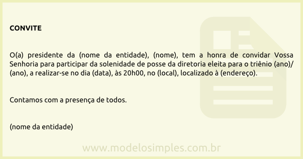 Modelo de Convite para Cerimônia de Posse