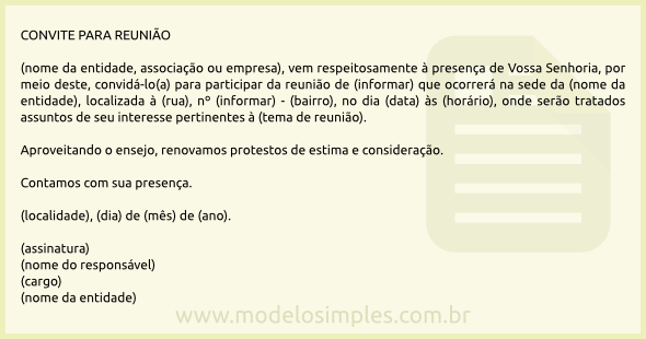 Modelo de Convite para Reunião