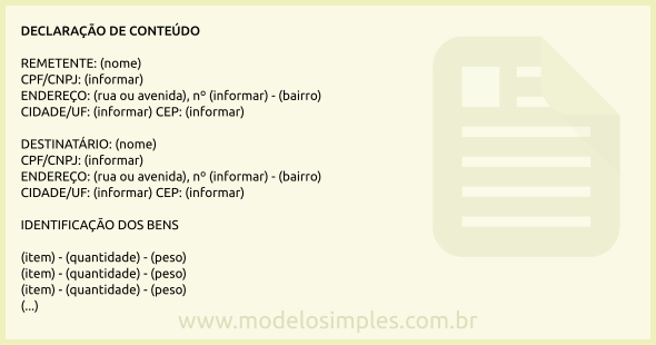 Modelo de Declaração de Conteúdo