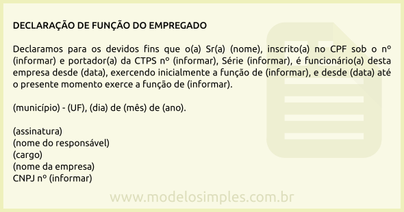 Modelo de Declaração de Função