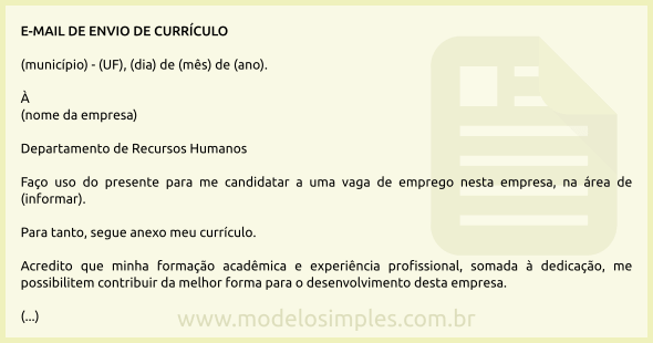 Modelo de Email de Envio de Currículo