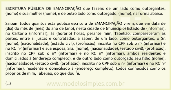 Modelo de Escritura Pública de Emancipação