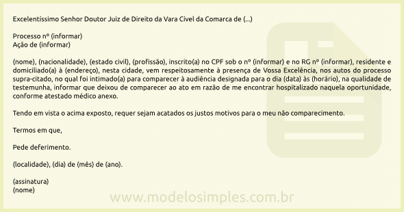 Modelo de Justificativa para Ausência de Testemunha em 