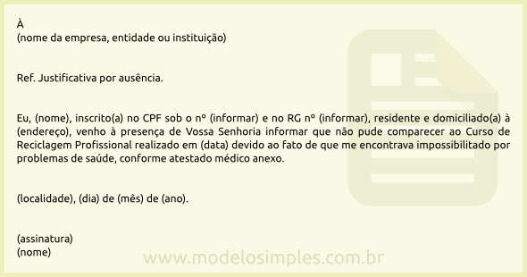 Modelo de Justificativa para Falta em Compromisso