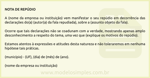 Modelo de Nota de Repúdio