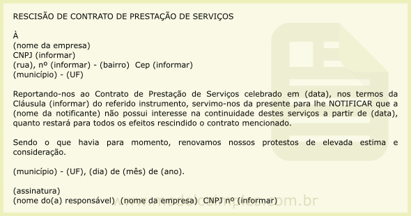 Exemplo De Carta De Rescisão Contratual Novo Exemplo