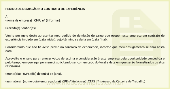 Carta De Demissão Modelo Modelos De Currículo 2018