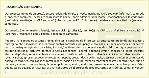 Modelo de Procuração Empresarial