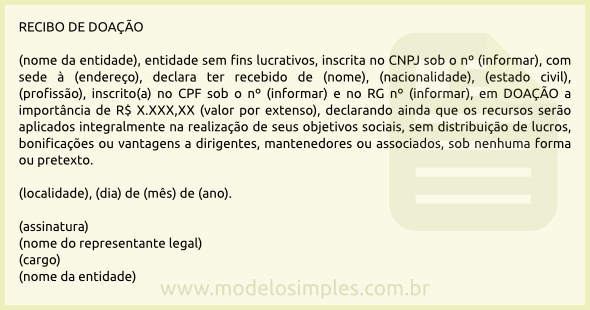 Modelo de Recibo de Doação