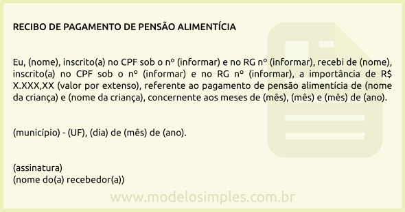 Modelo de Recibo de Pensão Alimentícia Atrasada