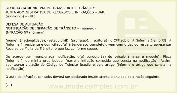 Modelo de Recurso de Multa por Atraso na Emissão da Notificação