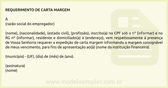 Modelo de Requerimento de Carta Margem