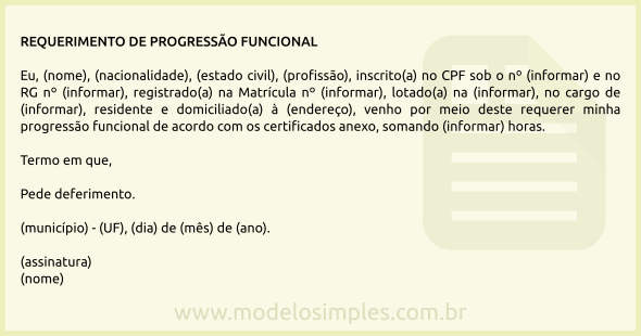 Modelo de Requerimento de Progressão Funcional