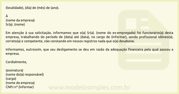 Carta De Informacao De Desligamento De Funcionario - New 