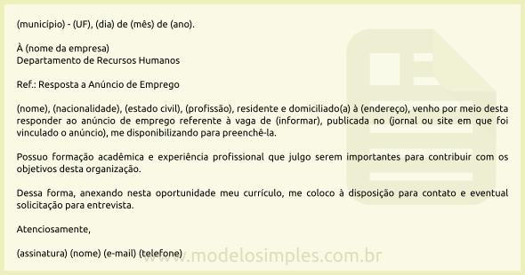 Carta De Pedido Do Emprego - About Quotes t