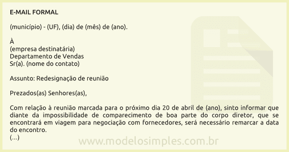 Modelo de Email Formal