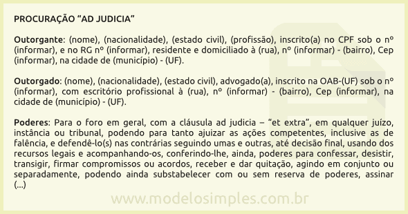 O QUE É PROCURAÇÃO JUDICIAL 